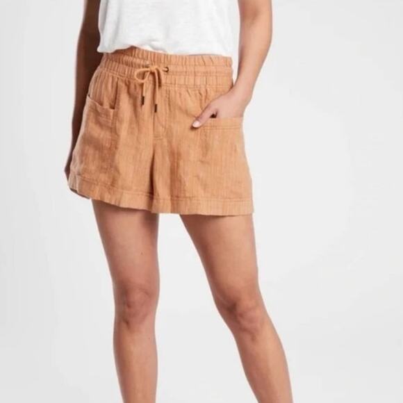 Athleta Cabo Linen 4" Linen Textured Shorts Pants Bottoms Women Size 8 - Picture 1 of 5